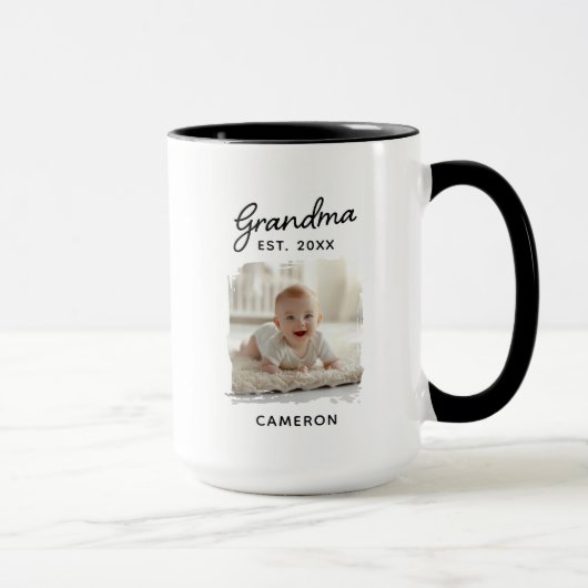 Grandma Grandchild Photo Established Date マグカップ (右)
