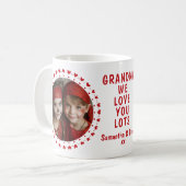 Grandma Grandpa Family Two Photo Hearts Mug Custom コーヒーマグカップ (正面左)