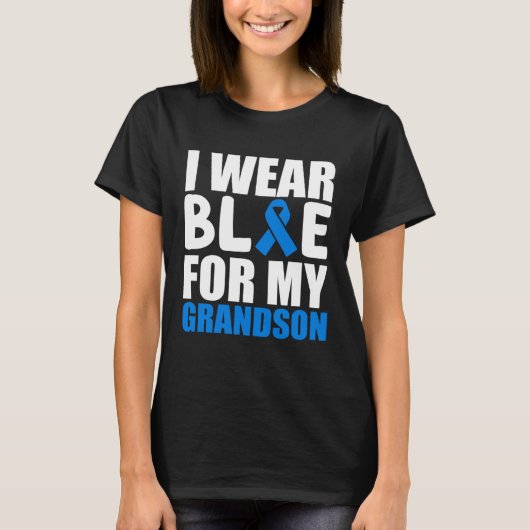 Grandma Grandpa I Wear Blue For My Grandson Autism Tシャツ (正面)