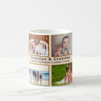 Grandma & Grandpa Mug – Custom 8 Photos & Names コーヒーマグカップ