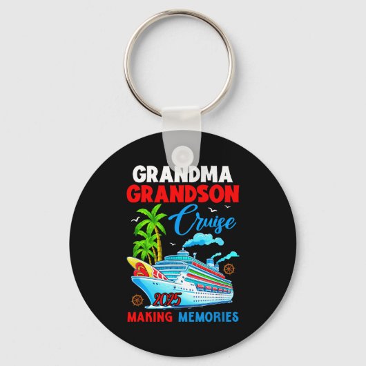 Grandma Grandson Cruise 2025 Memories Christmas Fa キーホルダー (正面)