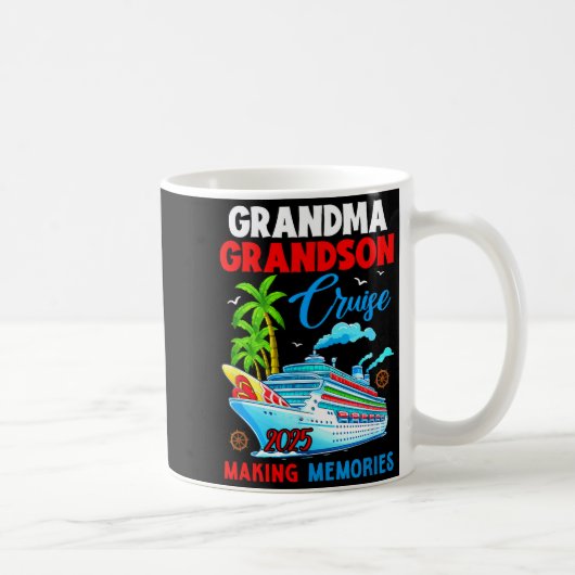 Grandma Grandson Cruise 2025 Memories Christmas Fa コーヒーマグカップ (右)