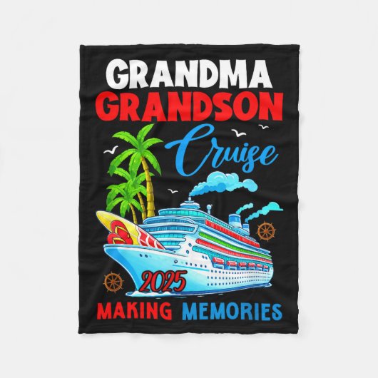 Grandma Grandson Cruise 2025 Memories Christmas Fa フリースブランケット (正面)