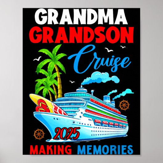 Grandma Grandson Cruise 2025 Memories Christmas Fa ポスター (正面)