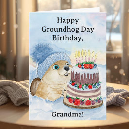 Grandma Happy Groundhog Day Birthday  カード