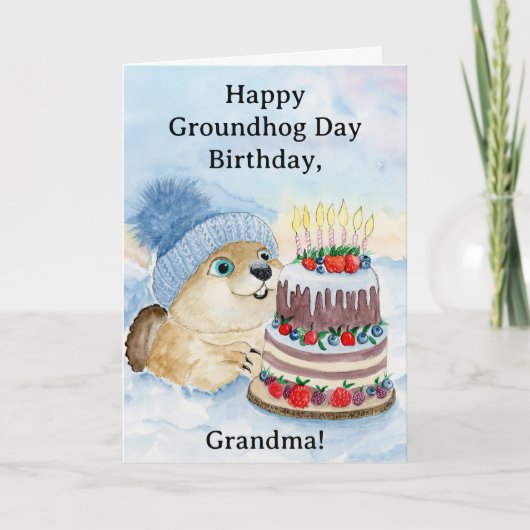 Grandma Happy Groundhog Day Birthday  カード (正面)
