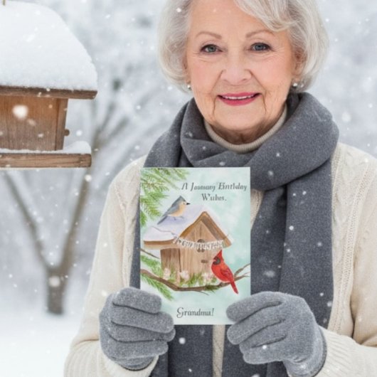 Grandma Happy January Birthday With Birds at Bird カード