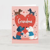 Grandma Heart Pattern Dogs Card カード (正面)