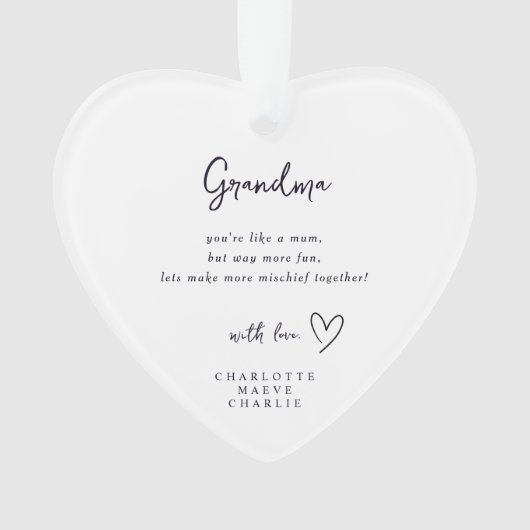 Grandma Heart Quote Keepsake Ornament Gift オーナメント (正面)