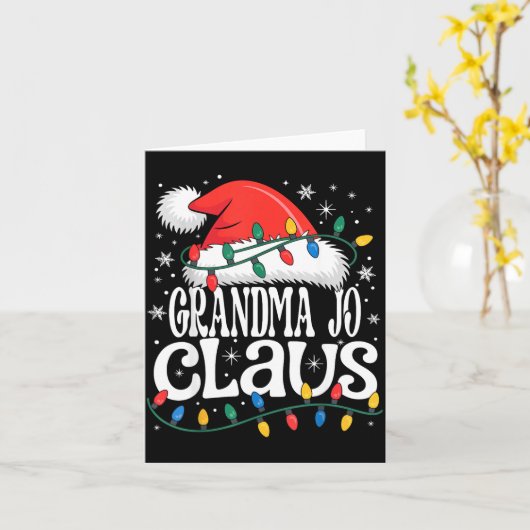 Grandma Jo Claus Funny Xmas Christmas Grandma Holi カード (黄色い花)