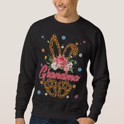 Grandma Leopard Bunny Matching Family Easter Day P スウェットシャツ (正面)