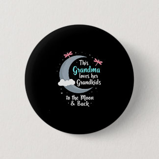 Grandma Loves Her Grandkids Dragonfly Moon Women G 缶バッジ