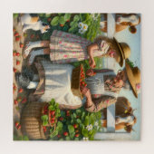 Grandma & Me Strawberry Picking Summer Harvest Joy ジグソーパズル (横)