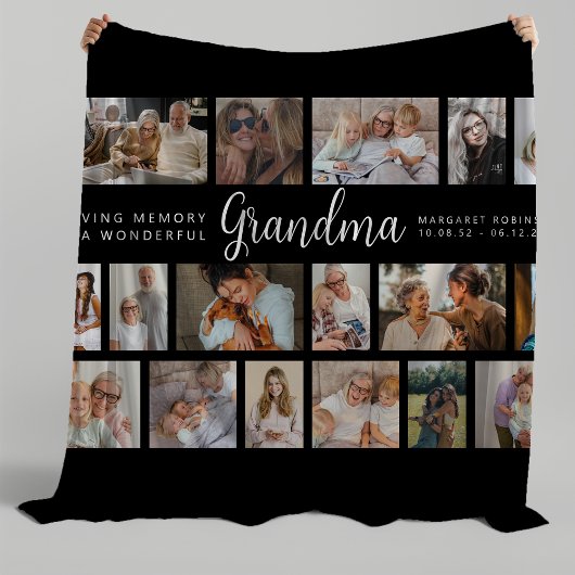 Grandma Memorial 18 Photo Collage フリースブランケット