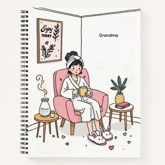 Grandma Mother's Day Cozy Relaxing Illustration ノートブック (正面)
