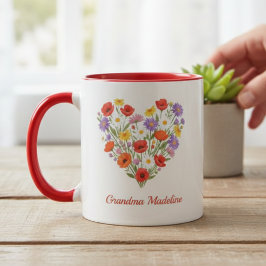 Grandma Mug - Heart-Shaped Wildflowers マグカップ
