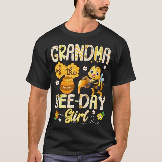 Grandma Of The Bee-Day Girl Funny Bee Birthday Gir Tシャツ (正面)