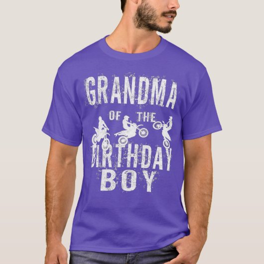 Grandma Of The Birthday Boy Dirt Bike Bday Party Tシャツ (正面)
