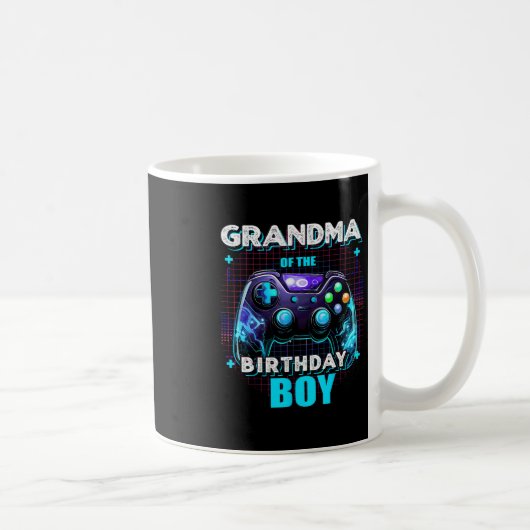 Grandma Of The Birthday Boy Matching Family Video コーヒーマグカップ (右)