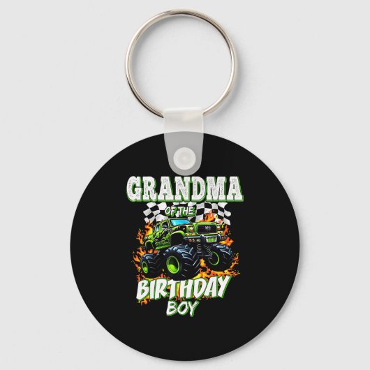 Grandma Of The Birthday Boy Monster Truck Birthday キーホルダー (正面)
