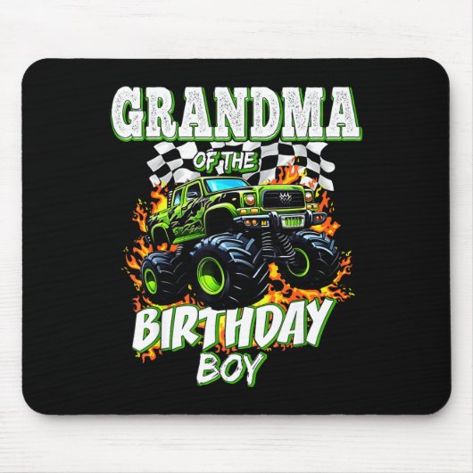 Grandma Of The Birthday Boy Monster Truck Birthday マウスパッド (正面)