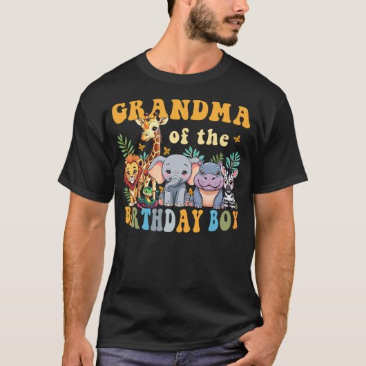 Grandma of the Birthday Boy Safari Jungle Animal M Tシャツ (正面)