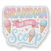 Grandma Of The Scoop Ice Cream Gender Reveal シール (正面)