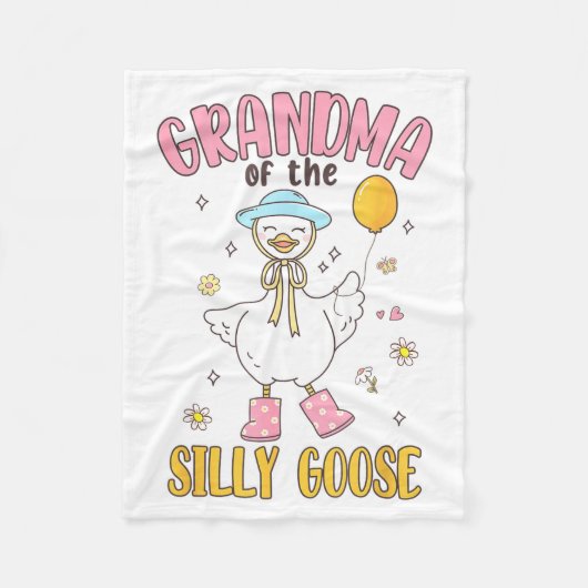 Grandma Of The Silly Goose First Birthday Family M フリースブランケット (正面)