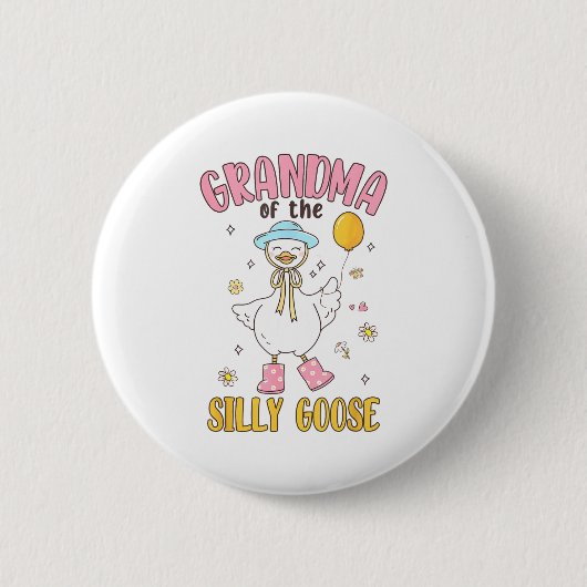 Grandma Of The Silly Goose First Birthday Family M 缶バッジ (正面)