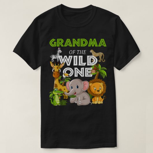 Grandma of the Wild One Zoo Birthday Safari Jungle Tシャツ (デザイン正面)