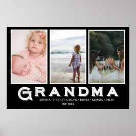 Grandma Photo Collage – Custom Grandkids Names ポスター