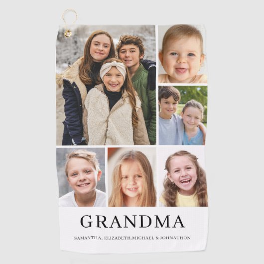 Grandma Photo Collage Personalized ゴルフタオル (正面)