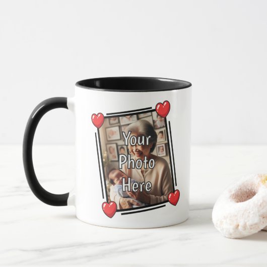 Grandma Photo Keepsake Filled with Love マグカップ (ドーナツ)