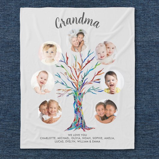 Grandma Photo Keepsake Gray フリースブランケット