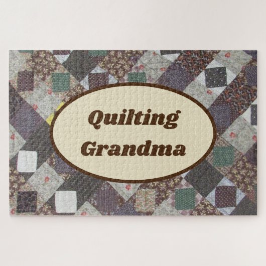 Grandma Quilting Patchwork Pattern Photo Quilt ジグソーパズル (横)