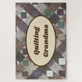 Grandma Quilting Patchwork Pattern Photo Quilt ジグソーパズル (縦)
