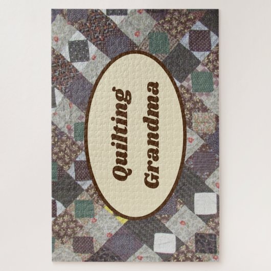 Grandma Quilting Patchwork Pattern Photo Quilt ジグソーパズル (縦)