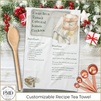 Grandma Recipes Oatmeal Cookies Custom Keepsake キッチンタオル