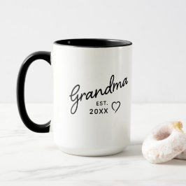 Grandma Reveal Est. Year シンプル ブラック&ホワイト マグカップ