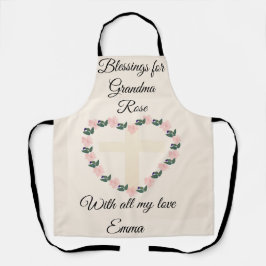 Grandma’s Floral Heart Blessing Apron Design エプロン