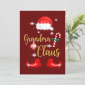Grandma Santa Claus Funny Family Christmas Pjs 招待状 (スタンド正面)