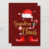Grandma Santa Claus Funny Family Christmas Pjs 招待状 (正面/裏面)