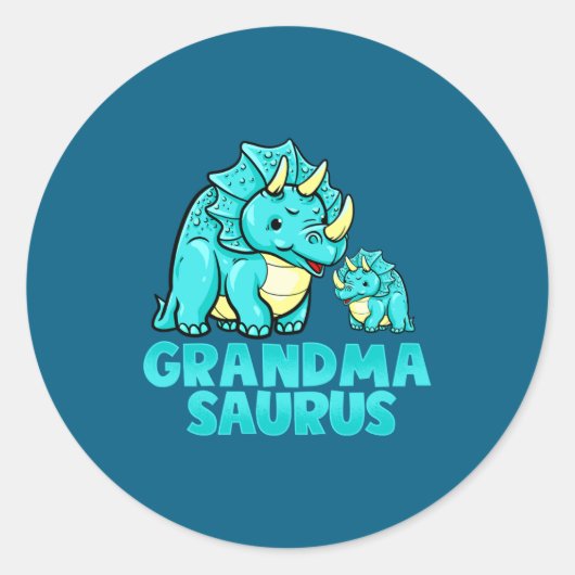 Grandma Saurus Funny Grandmasaurus Dinosaur  ラウンドシール (正面)