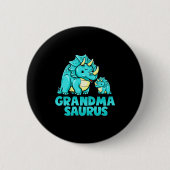 Grandma Saurus Funny Grandmasaurus Dinosaur  缶バッジ (正面)