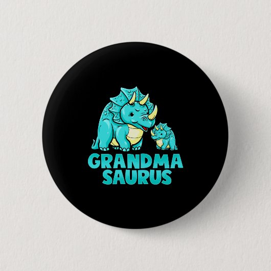 Grandma Saurus Funny Grandmasaurus Dinosaur  缶バッジ (正面)