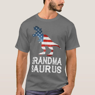 Grandma Saurus Re Grandmasaurus American Flag 4th  Tシャツ
