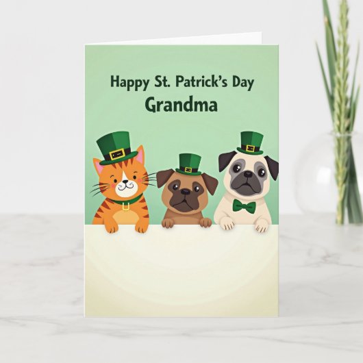 Grandma St Patricks Day Animal Card カード (正面)