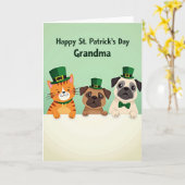 Grandma St Patricks Day Animal Card カード (黄色い花)