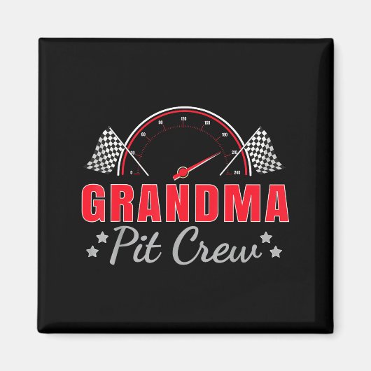 Grandma T Crew Race Car Driver Birthday Party Raci マグネット (正面)