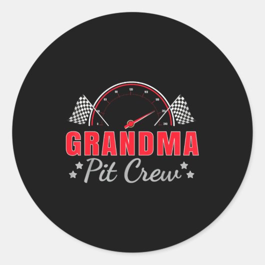 Grandma T Crew Race Car Driver Birthday Party Raci ラウンドシール (正面)